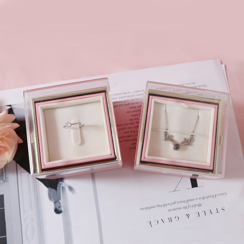 Rotating Rose Jewelry Box with Necklace