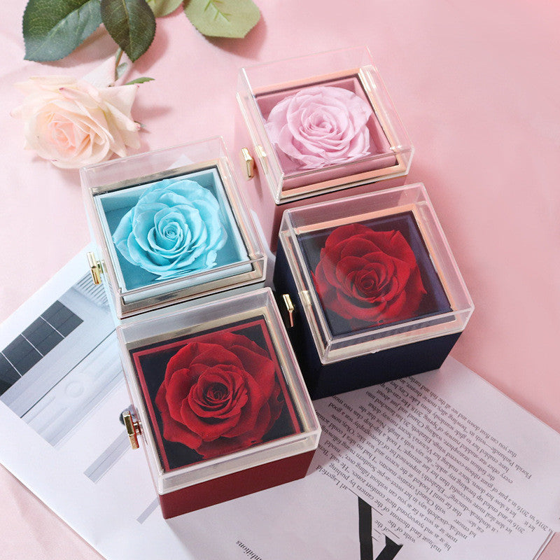 Rotating Rose Jewelry Box with Necklace