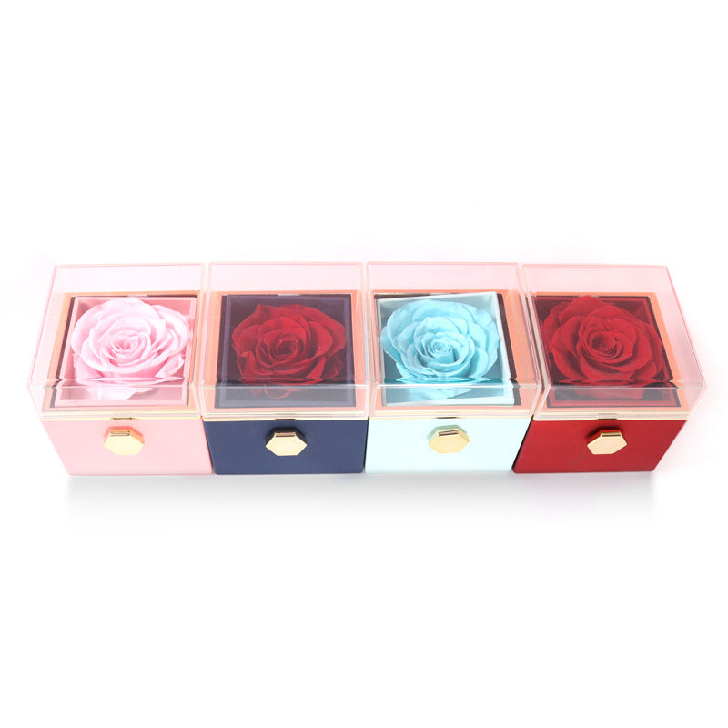 Rotating Rose Jewelry Box with Necklace