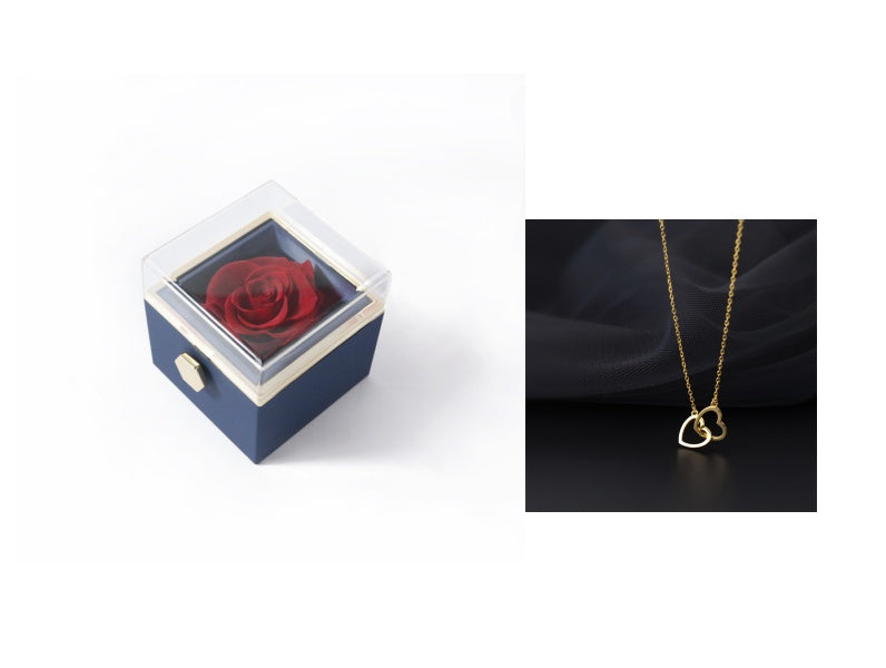 Rotating Rose Jewelry Box with Necklace
