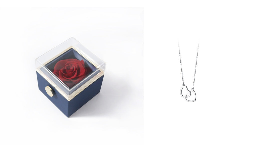Rotating Rose Jewelry Box with Necklace