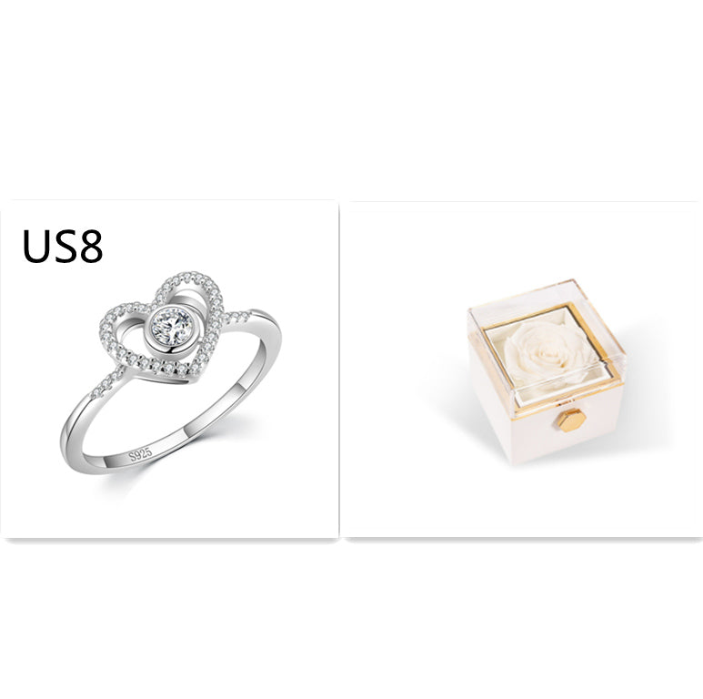 Rotating Rose Jewelry Box with Necklace