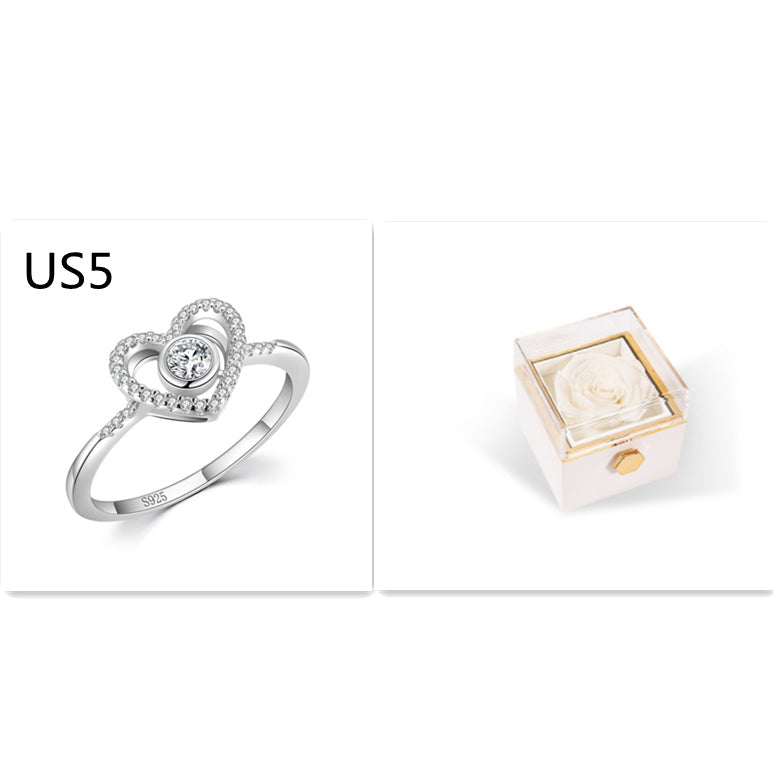 Rotating Rose Jewelry Box with Necklace