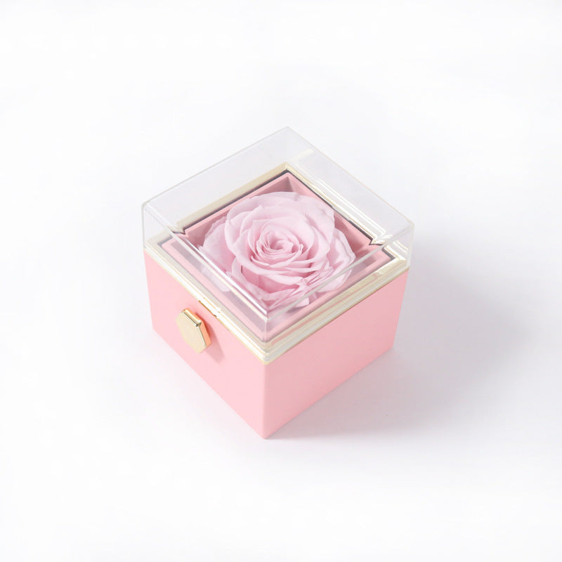 Rotating Rose Jewelry Box with Necklace