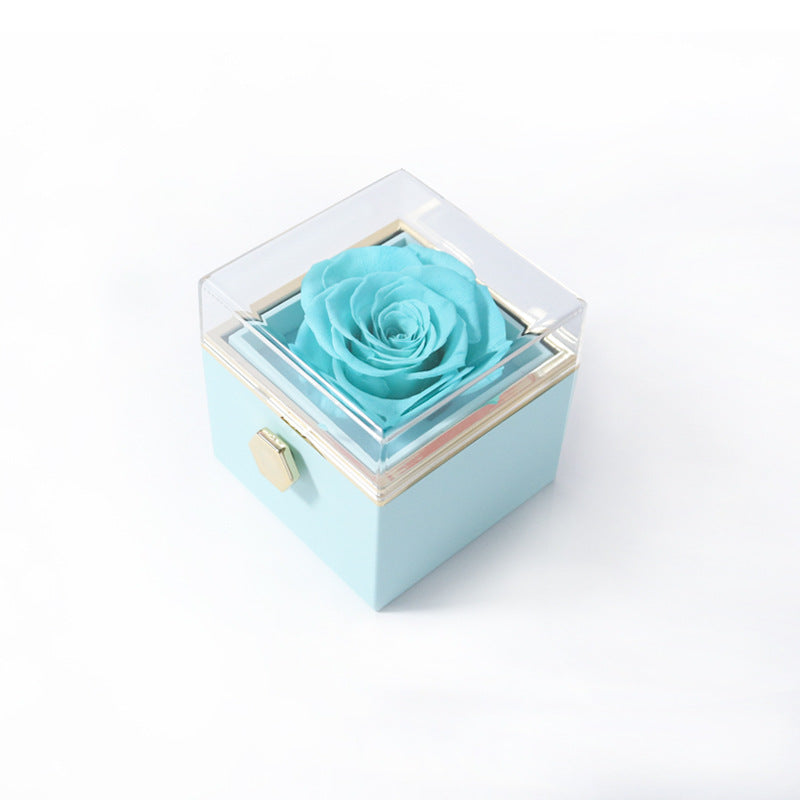 Rotating Rose Jewelry Box with Necklace