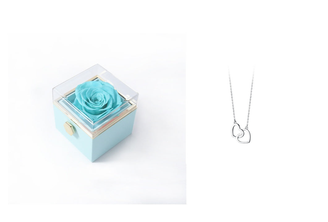 Rotating Rose Jewelry Box with Necklace