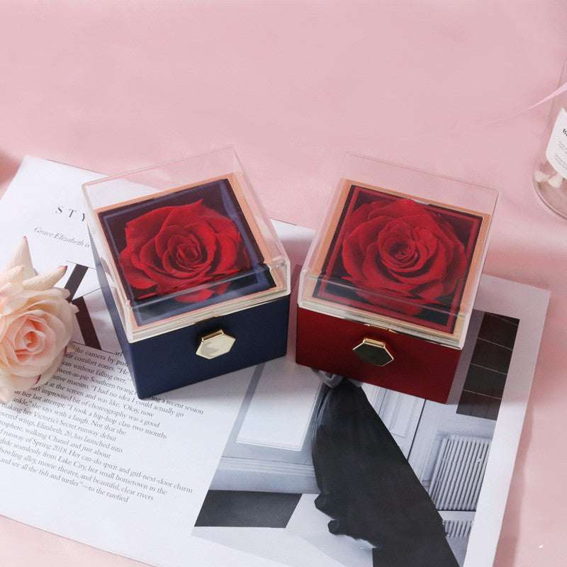 Rotating Rose Jewelry Box with Necklace