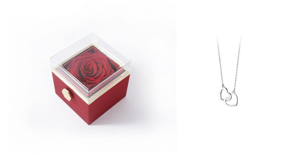 Rotating Rose Jewelry Box with Necklace