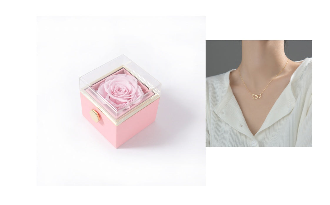 Rotating Rose Jewelry Box with Necklace