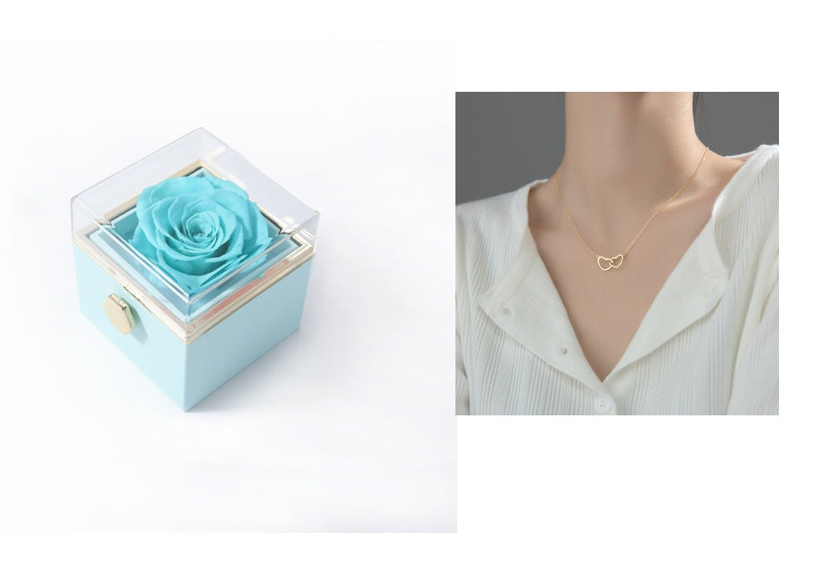 Rotating Rose Jewelry Box with Necklace