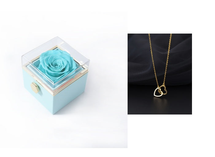 Rotating Rose Jewelry Box with Necklace