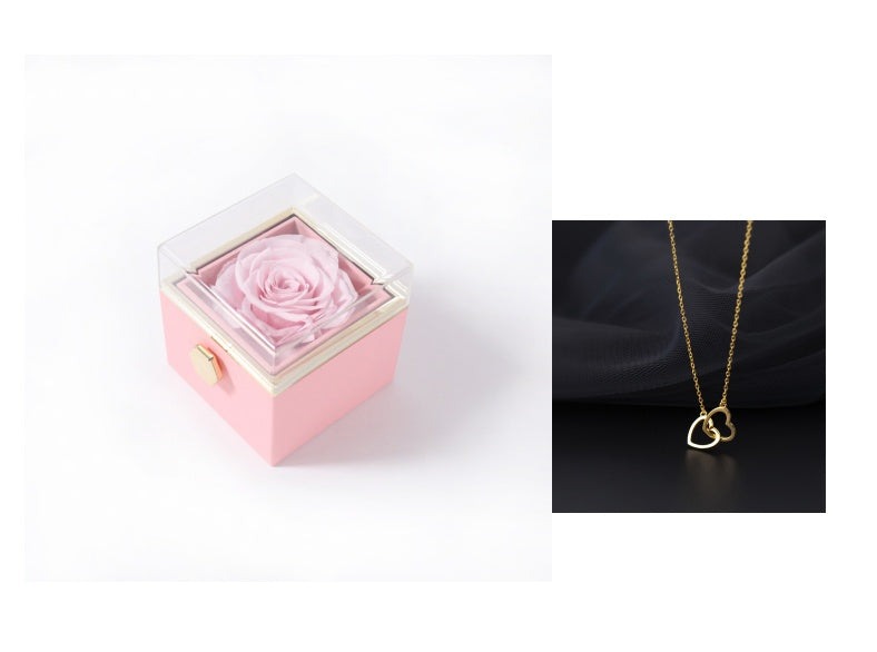 Rotating Rose Jewelry Box with Necklace