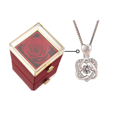 Rotating Rose Jewelry Box with Necklace